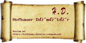 Hofbauer Dömötör névjegykártya